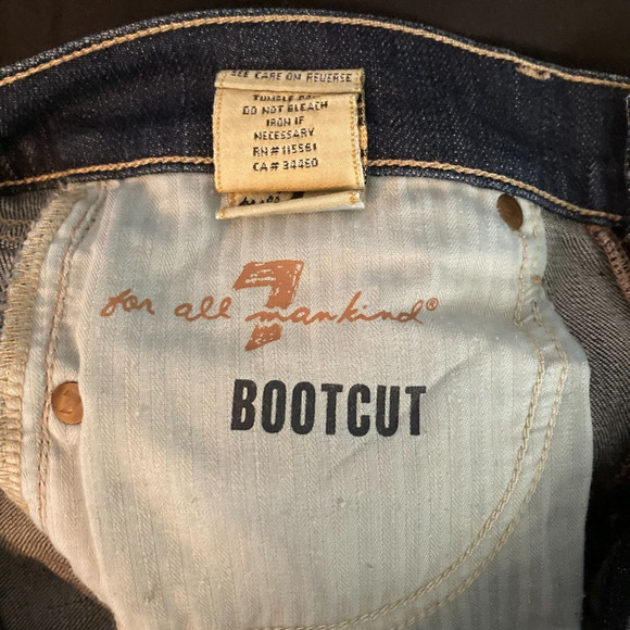 7 For All Mankind Jeans Womens Sz 27‎ Dark Blue Bootcut Flare Stretch Wide Leg - Picture 6 of 11